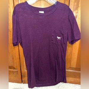 PINK burgundy short sleeve shirt.